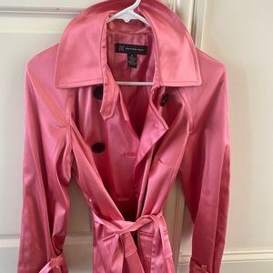 INC pink satin looking trench